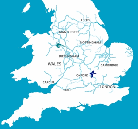Canal and River Map of England and Wales